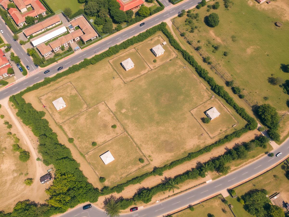 Aerial view of an approved residential plot layout